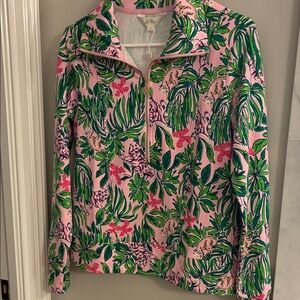 Lilly Pulitzer Pink and Green Tropical Print Pullover